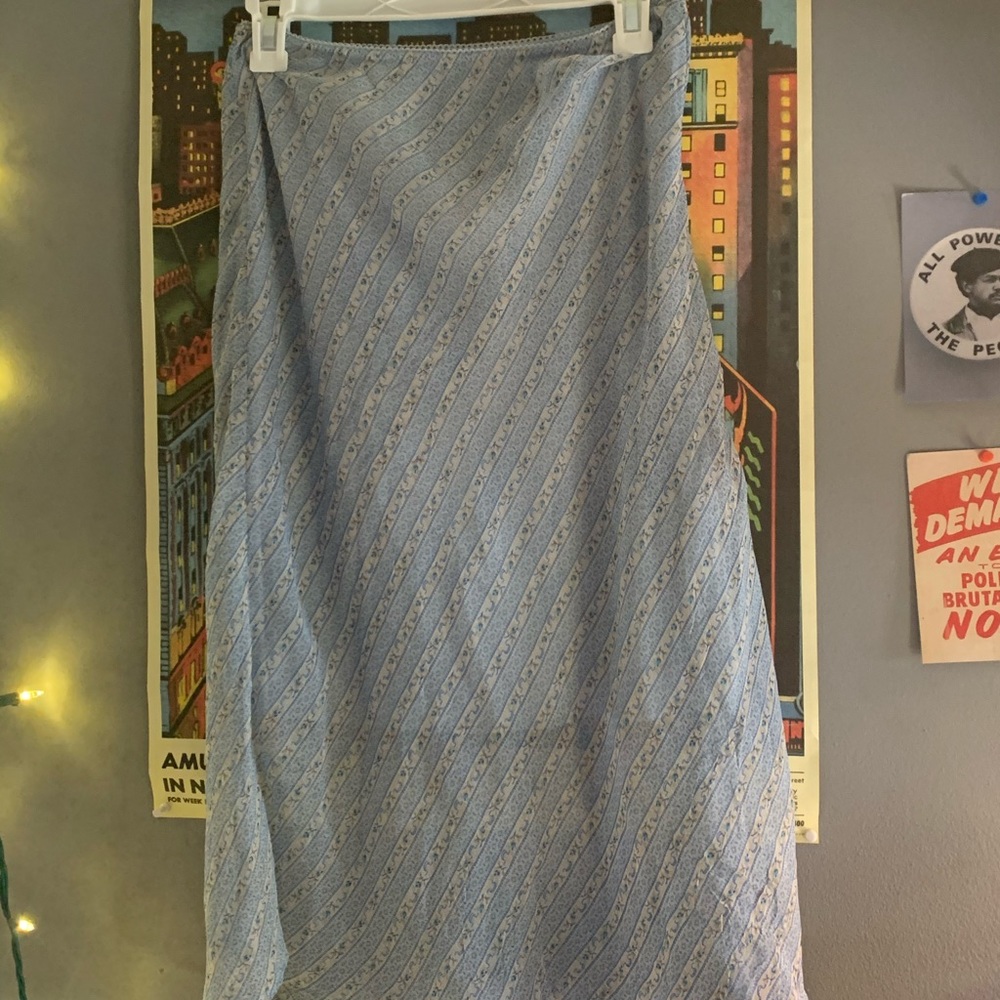 Long baby blue skirt